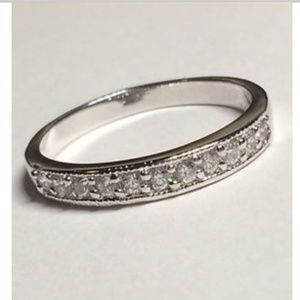 Silver CZ Eternity Ring Band Stackable Size 9 10